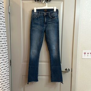 Mother Denim Step Fray Straight Leg / Medium Blue / Size 28